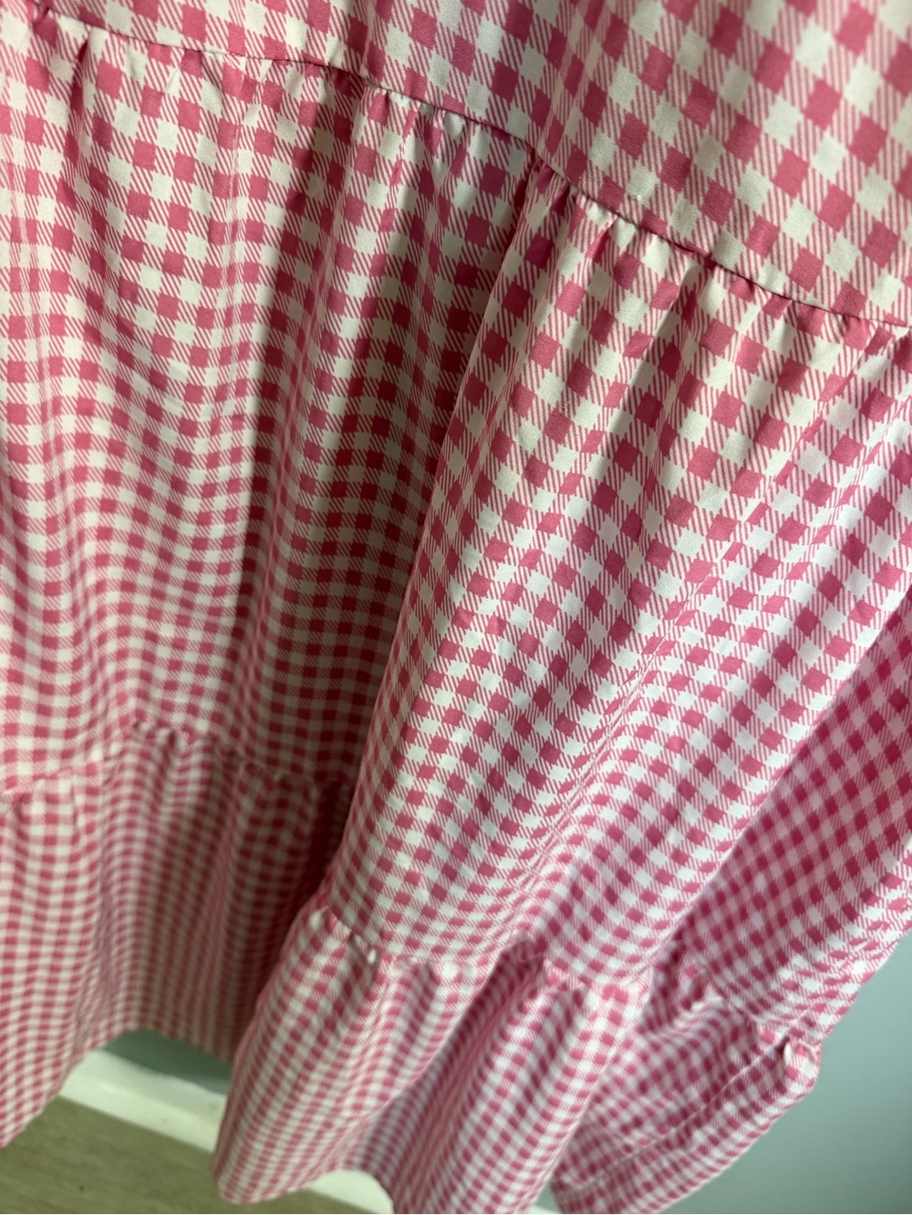 Pink Gingham Maxi Dress with Puff Sleeves - Picture 7 of 9